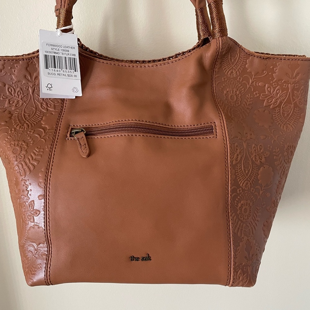 The Sak Tan Leather Embossed Tote with Tassel - Picture 4 of 12
